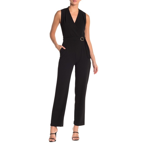 NWT Tahari Belted Surplice Sleeveless Jumpsuit - Picture 1 of 2